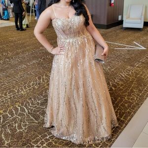 Gold/ champagne sparkly floor length dress